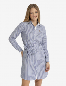 STRIPED MULTI-COLORED LOGO OXFORD DRESS