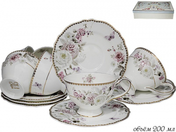 108-219 Чайный набор 12пр., 200 мл  ПИОНЫ в под.уп.(х6)Фарфор