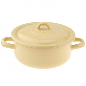 Кастрюля эмалированная 1,45л, форма цилиндрическая, металлическая крышка, кремовый (Россия)