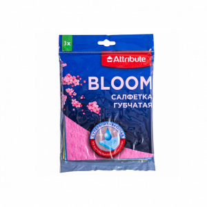 Салфетка губчатая BLOOM 3шт 15x18см