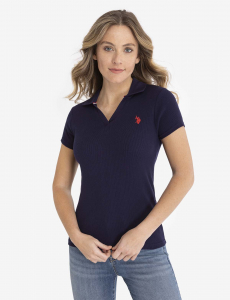SPLIT NECK RIBBED POLO SHIRT