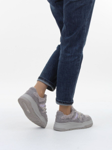 04-P123-2C GRAY Кроссовки демисезонные женские (натуральная замша, натуральная кожа, текстиль)