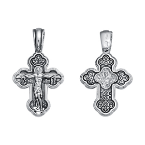 Крест (Ангел Хранитель) из серебра литье частичное чернение