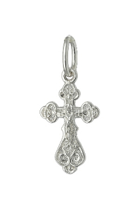 Крест из серебра литье белый