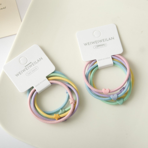 Набор пастельных резинок для волос 5 шт. со Звездочками или Сердечками