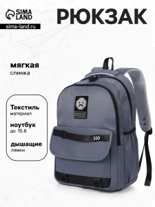 Рюкзак школьный «Смайл», 2 отделения, 3 кармана, 31?15?46 см, синий