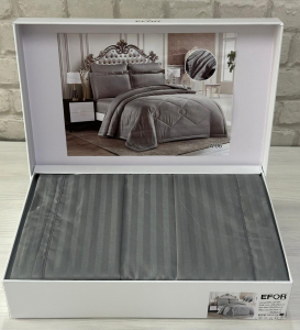 КПБ EFOR STRIPE SATIN A-06 серый (коробка)