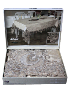 Скатерть EFOR NILUFER 160*260 бархат-капучино