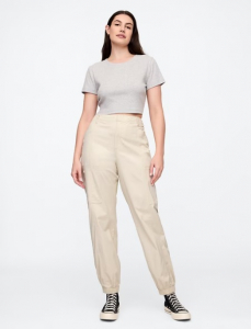 Mid Rise Downtown Khaki Cargo Joggers