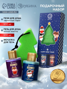 Новогодний подарочный набор косметики Gift for you: гель для душа 2 шт. ? 100 мл, мочалка для тела, URAL LAB