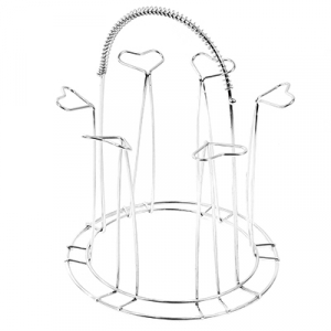 Подставка хромированная, настольная на 6 стаканов, д17см h20см (Китай)