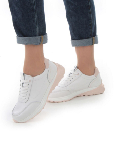 05-HY23-2D WHITE/PINK Кроссовки женские (натуральная кожа)