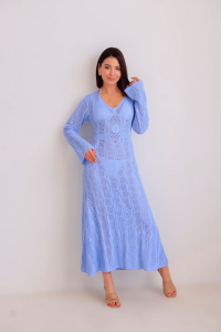 16039 Платье вязаное пляжное голубое