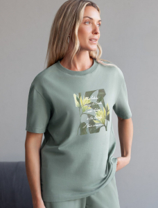 Футболка с принтом свободная эластичная из премиального хлопка