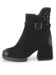 XR164-1 BLACK Ботильоны зимние женские (натуральная замша, натуральный мех)