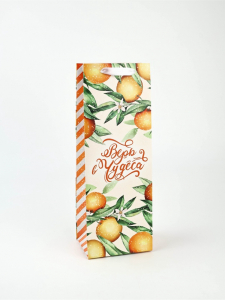 Пакет подарочный новогодний под бутылку «Апельсины», 13?36?10 см