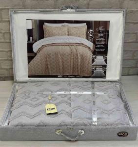 Покрывало EFOR в сундучке ALYA 240*260 с наволочками 2 шт.(50*70) серый (GRI)