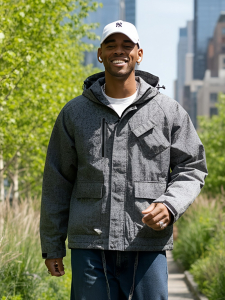 Куртка спортивная мужская весна осень серого цвета 25471Sr