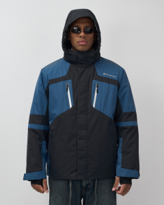 Горнолыжная куртка мужская зимняя темно-синего цвета 7613TS