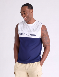 ALLOVER WORDMARK PRINT COLORBLOCK TANK