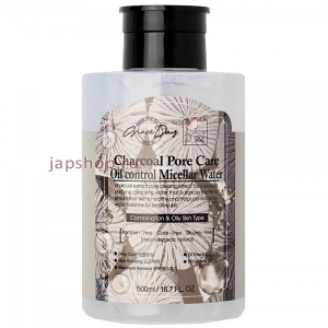 Grace Day Charcoal Micellar Cleansing Water Мицелярная Очищающая вода с углем, для комбинорованной и жирной кожи, 500 мл (8809446652437)