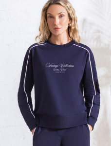 Свитшот с лампасами и разрезами из эластичного футера двухнитки без начеса