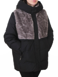 M-8869 BLACK Куртка зимняя женская (150 гр. холлофайбер)