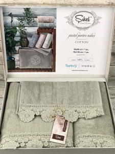 Набор полотенец SIKEL из 3-х предметов (30*50, 50*90 и 70*140) PAPATYA YESIL зеленый