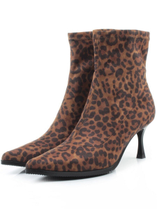 01-H26B-42PC BROWN LEOPARD Ботильоны демисезонные женские (искусственная замша)
