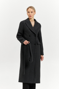 Пальто женское демисезонное 26102 (серый/диагональ)