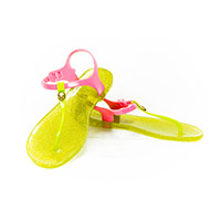 Сандалии Skull желто-малиновые с зеленым от Zhoelala / Zhoelala Skull yellow magenta green