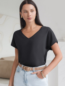 Футболка с V-вырезом и цельнокроеным рукавом из премиального хлопка