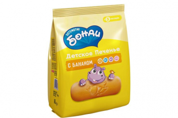 «Бегемотик Бонди», детское печенье с бананом, 180 г