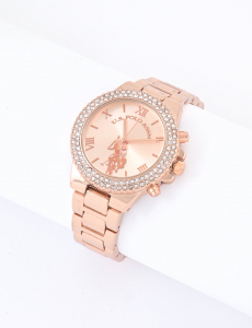 LADIES ROSE GOLD EMBELLISHED ANALOG WATCH