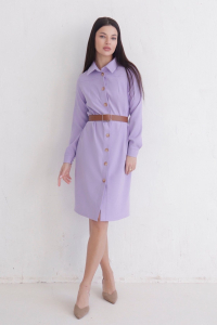 10904 Платье-рубашка из микровельвета лавандовое (остаток: 42, 48)