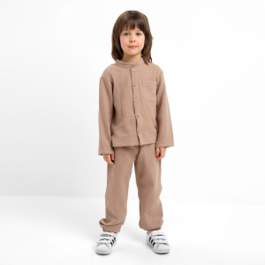 Костюм для мальчика: рубашка, брюки, KAFTAN «Муслин», бежевый, рост 110-116 см