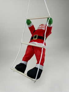 Новогодний декор - Санта на канатной лестнице 60 см