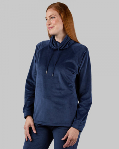 WOMEN'S VELOUR LUXE RIB FUNNEL NECK TOP