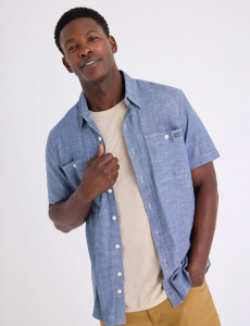 SHORT SLEEVE DOUBLE POCKET SLUB TWILL SHIRT