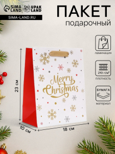 Пакет подарочный новогодний ламинированный «С Рождеством!»,18?23?10 см