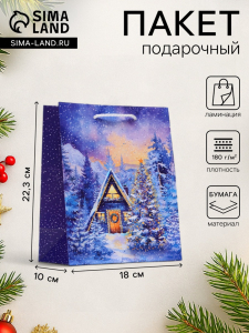 Пакет подарочный новогодний «Зимний дом», 18?22.3?10 см
