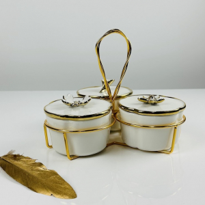 163-024 Набор из 3 банок на подставке MELODY в под.уп.(х12)Фарфор, металл