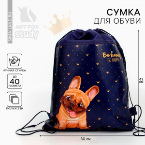 Мешок для обуви «Мопсик» (полиэстер) 41?30 см