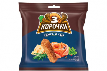 «3 Корочки», сухарики со вкусом сёмги с сыром, 100 г