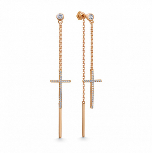 Серьги с фианитом позолоченные серебро 925*