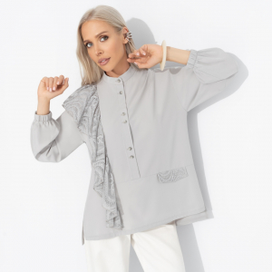 Рубашка комбинированная с кружевом, Личное достижение (серая)