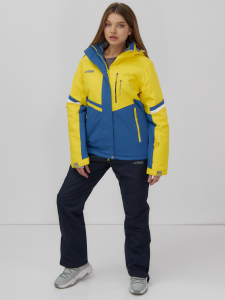 Горнолыжный костюм женский зимний УЦЕНКА желтого цвета 02804J