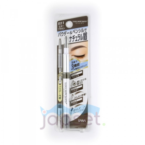 Born W Brow EX Подводка для бровей 3 в 1: карандаш + пудра + щеточка, тон B11, пепельно-коричневый