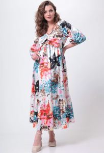 Платье Anastasia Mak 1029 белый мультиколор