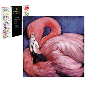 Алмазная  мозаика (набор для творчества), РОЗОВЫЙ ФЛАМИНГО, 30*30 см, 24 цветов страз, картонная коробка